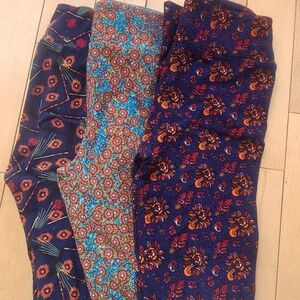 LuLaRoe Leggings in Blue and Orange Patterns